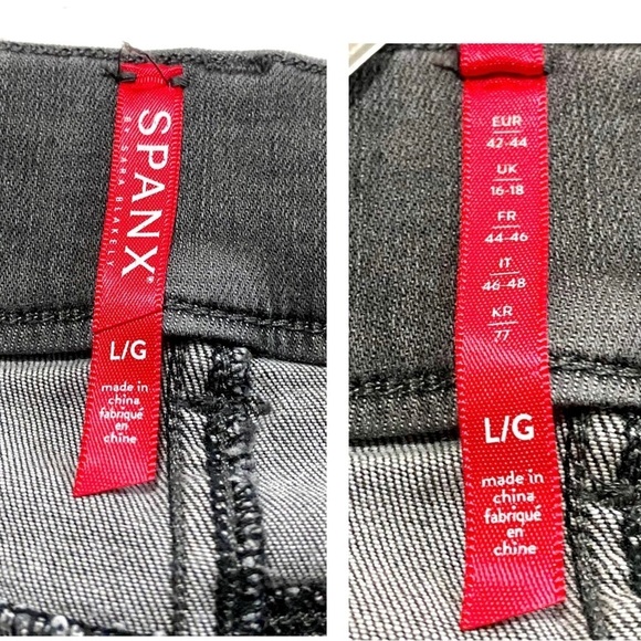 SPANX Gray Distressed Ankle Skinny Jeans Leggings Jeggings Large Stretch Denim - Picture 8 of 13